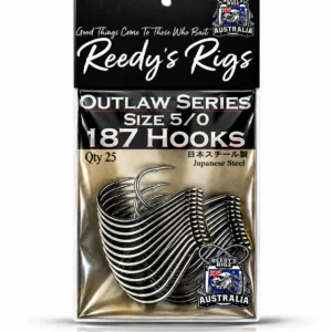 Reedy's Rigs 187 Hooks Outlaw Series size 5/0, pack of 25 Japanese steel hooks