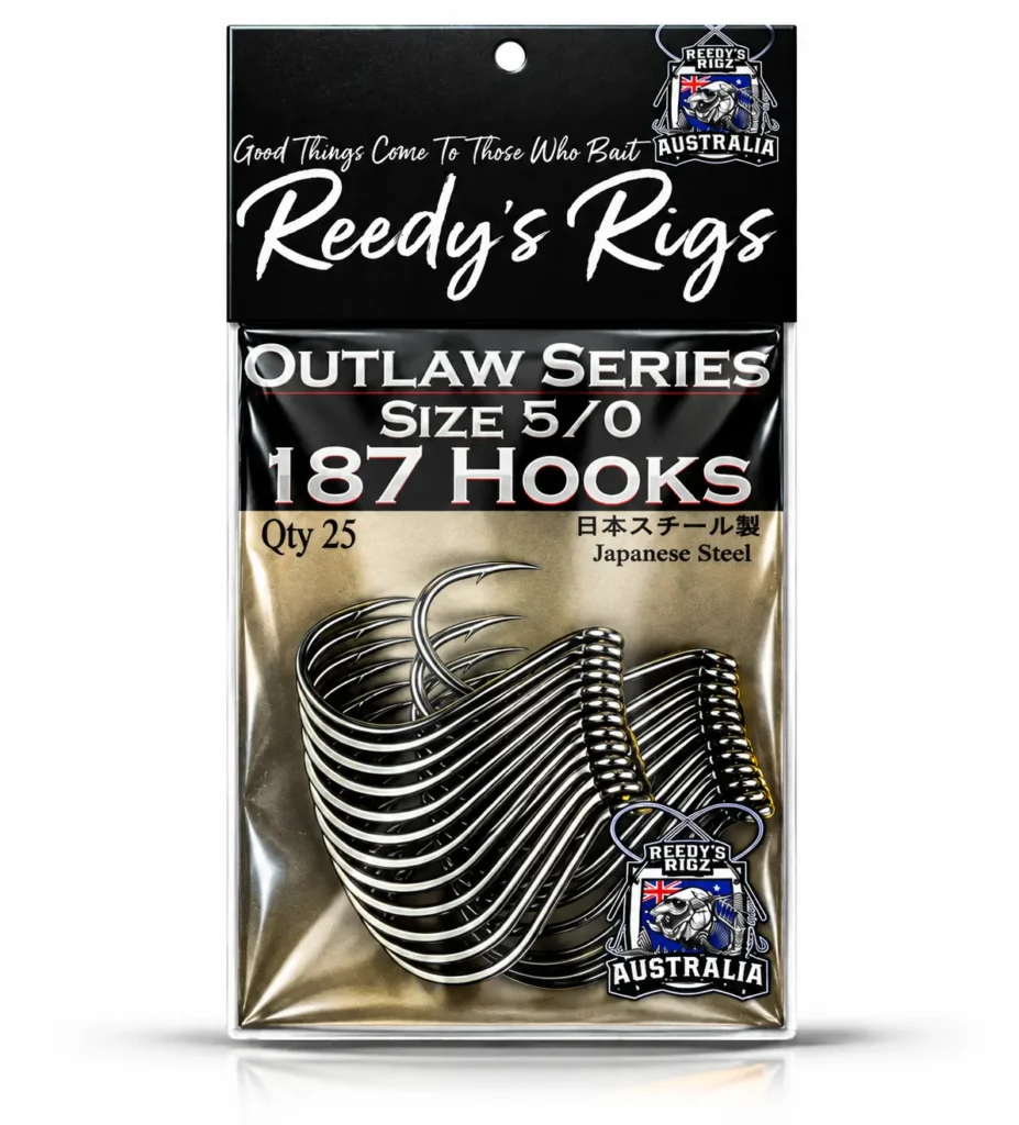 Reedy's Rigs 187 Hooks Outlaw Series size 5/0, pack of 25 Japanese steel hooks