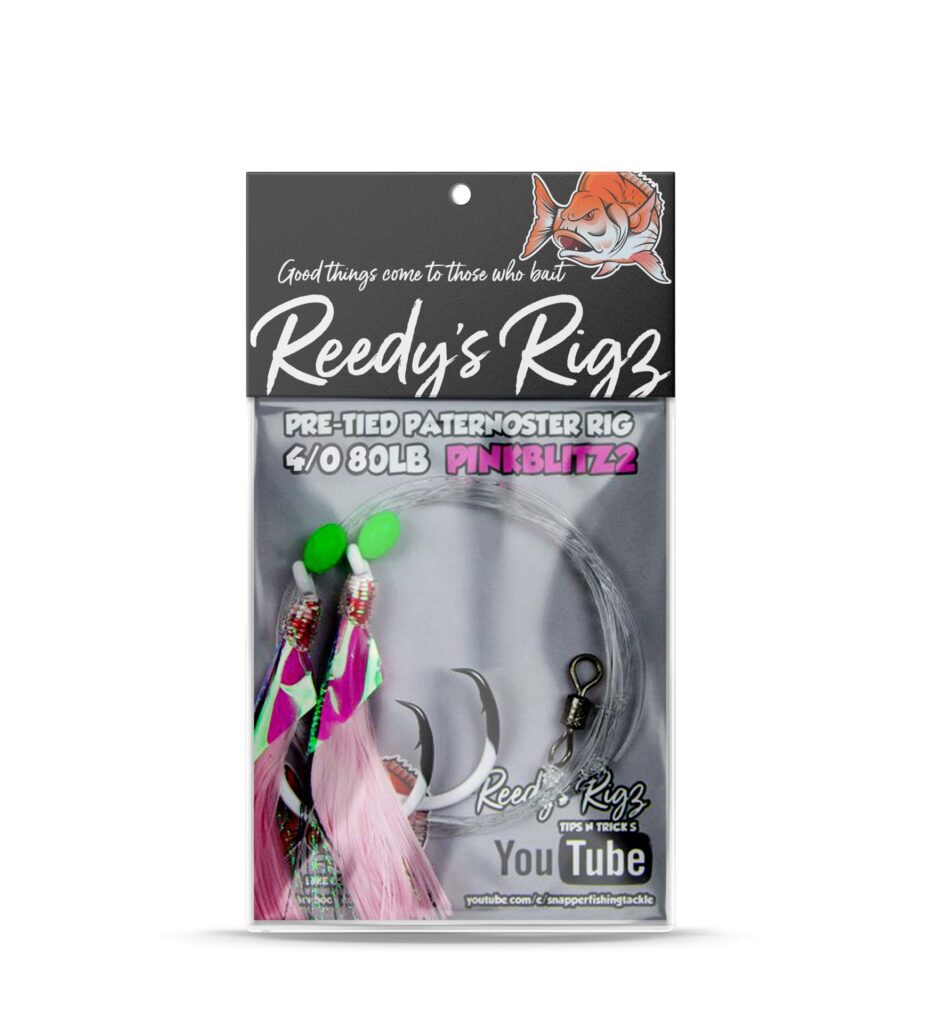 Pinkblitz Flasher Rig 10 Pack with 5/0 Hooks laid out