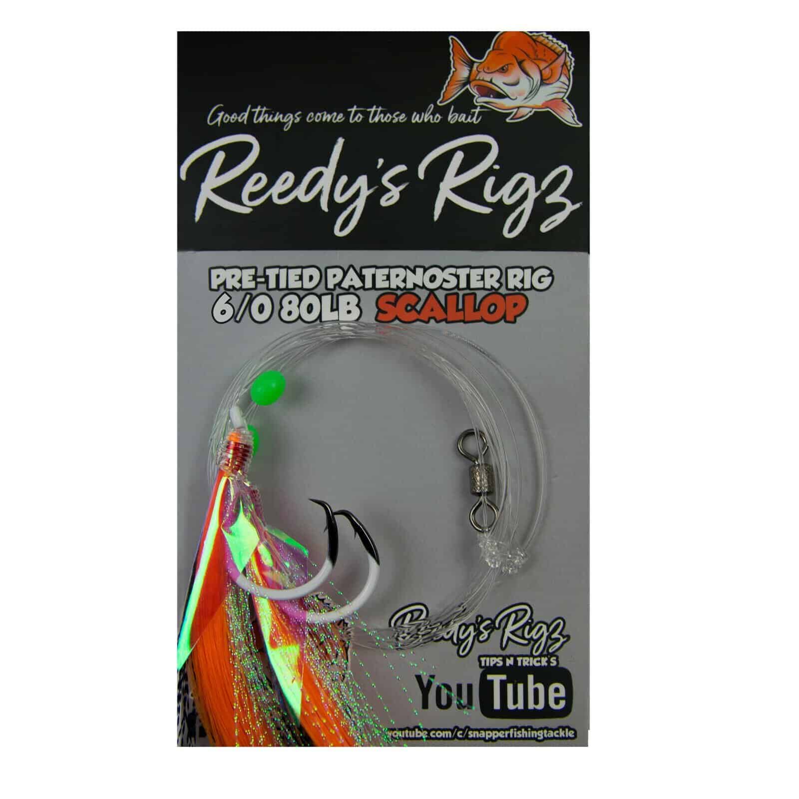 2x Ultra Rigs Scallop 6/0 Lumo Hook Tied Reedy's Japanse Dominator Circle