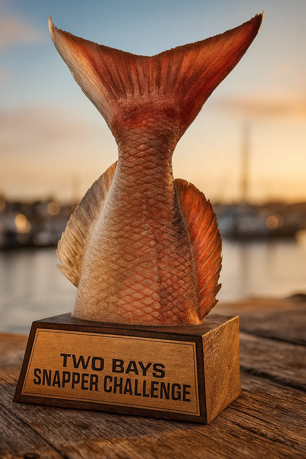 Custom hand-made fiberglass Snapper trophy for the Two Bays Snapper Compertion 2025 Open Champion