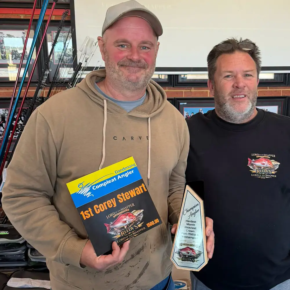 Corey Stewart, 2026 whiting champion with his 47cm King George whiting