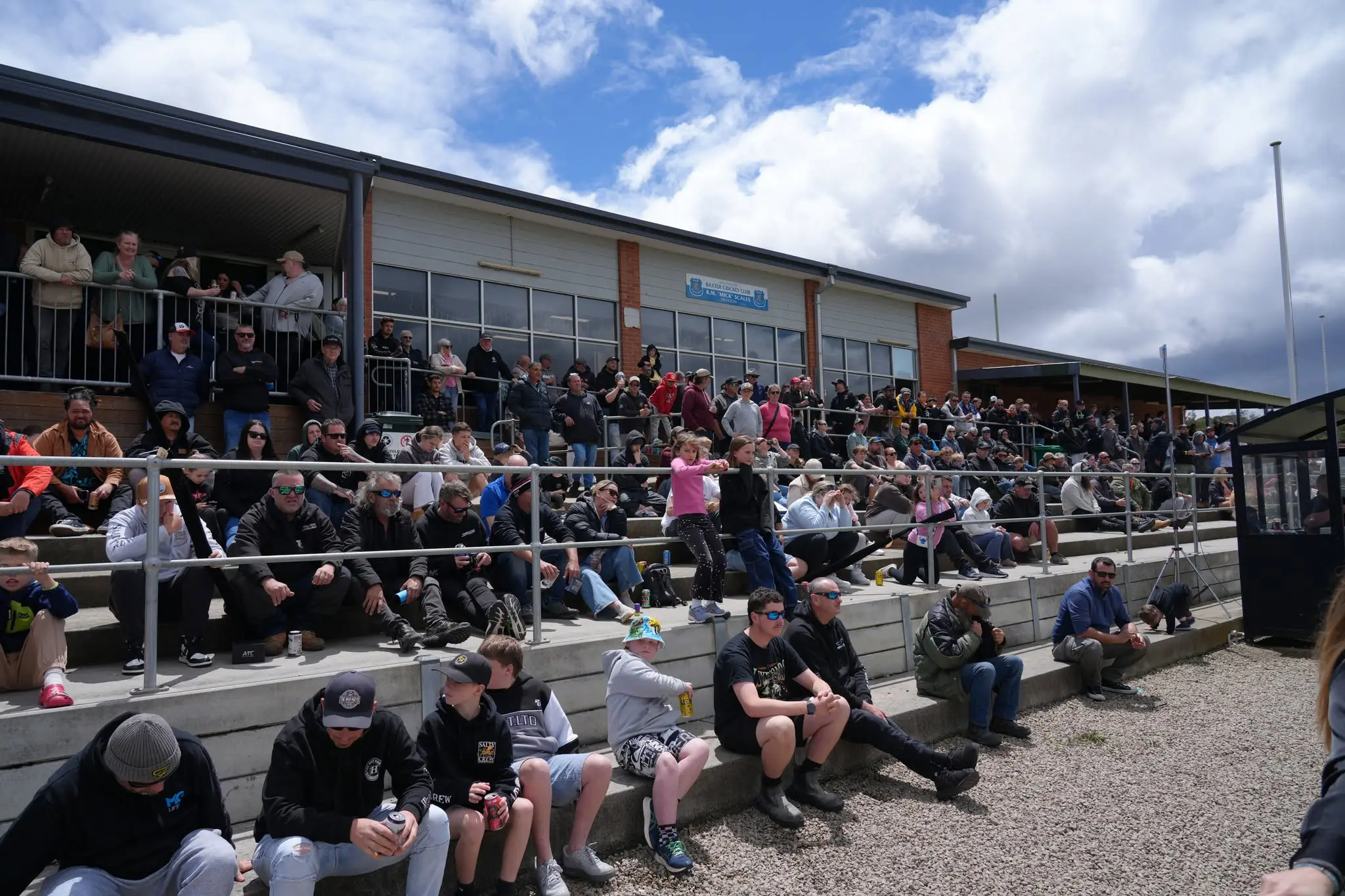 Crowd packed into the grandstand and steps at a previous Two Bays Snapper Challenge presentation day